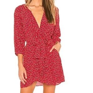 Like New Free People Clara Floral Wrap Tie Front Dress